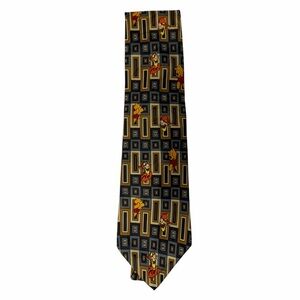 Vintage Disney Winnie Pooh and Tigger Men's Neck Tie Geometric Print Multicolor